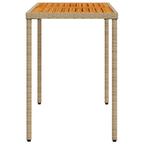 Tuintafel met acaciahouten blad 115x54x74 cm poly rattan beige 8721012236523 5