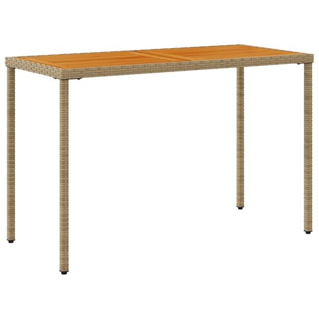 Tuintafel met acaciahouten blad 115x54x74 cm poly rattan beige 8721012236523 6