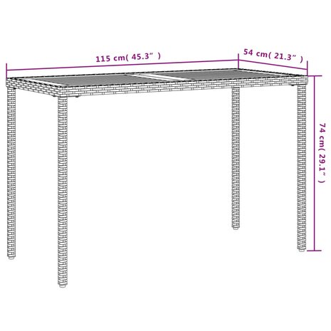 Tuintafel met acaciahouten blad 115x54x74 cm poly rattan beige 8721012236523 10