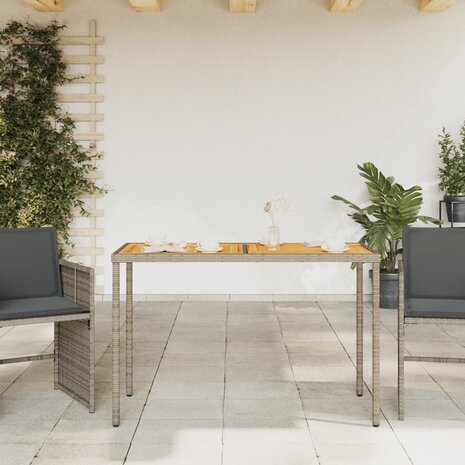 Tuintafel met acaciahouten blad 115x54x74 cm poly rattan grijs 8721012236509 3