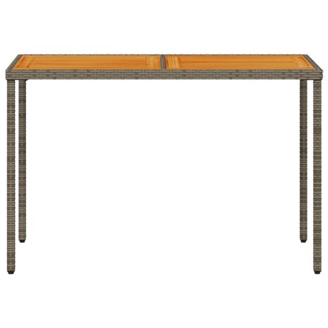 Tuintafel met acaciahouten blad 115x54x74 cm poly rattan grijs 8721012236509 4