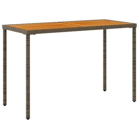 Tuintafel met acaciahouten blad 115x54x74 cm poly rattan grijs 8721012236509 6