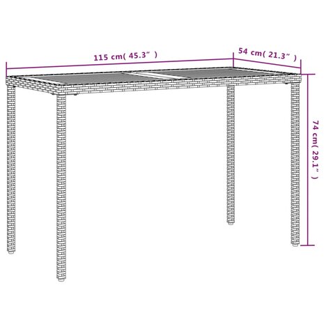 Tuintafel met acaciahouten blad 115x54x74 cm poly rattan grijs 8721012236509 10