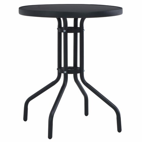 Tuintafel 80 cm staal en glas zwart 8719883759128 1