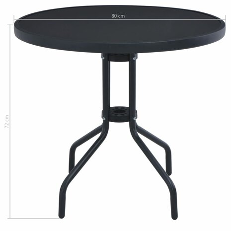 Tuintafel 80 cm staal en glas zwart 8719883759128 4