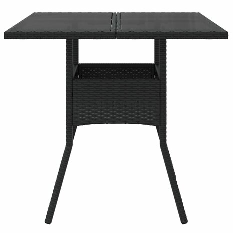Tuintafel met glazen blad 80x80x75 cm poly rattan zwart 8721012264472 4