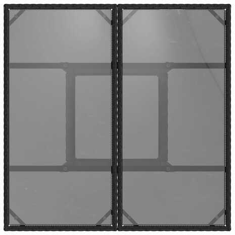 Tuintafel met glazen blad 80x80x75 cm poly rattan zwart 8721012264472 7