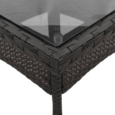 Tuintafel met glazen blad 80x80x75 cm poly rattan zwart 8721012264472 8