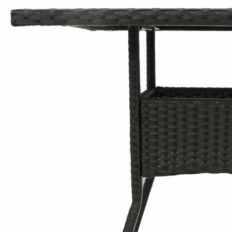 Tuintafel met glazen blad 80x80x75 cm poly rattan zwart 8721012264472 9