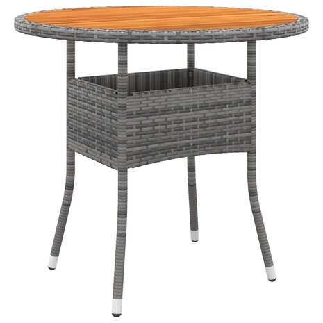 Tuintafel Ø80x75 cm acaciahout en poly rattan grijs 8720286089866 1