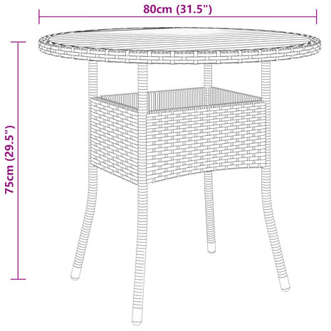 Tuintafel Ø80x75 cm acaciahout en poly rattan grijs 8720286089866 4