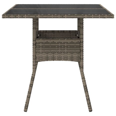 Tuintafel met glazen blad 80x80x75 cm poly rattan grijs 8721012264489 5