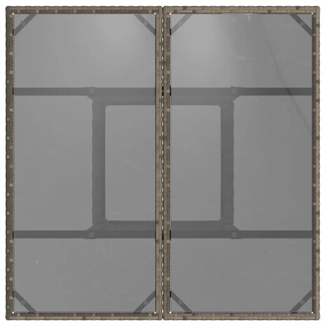 Tuintafel met glazen blad 80x80x75 cm poly rattan grijs 8721012264489 7