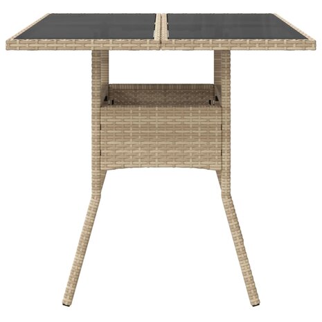Tuintafel met glazen blad 80x80x75 cm poly rattan beige 8721012264496 4