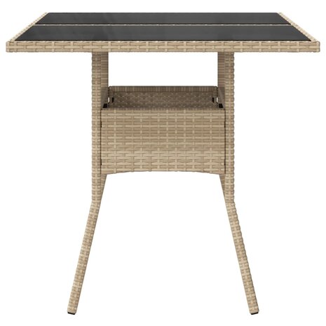 Tuintafel met glazen blad 80x80x75 cm poly rattan beige 8721012264496 5