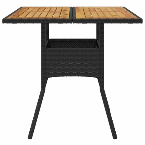 Tuintafel met acaciahouten blad 80x80x75 cm poly rattan zwart 8721012264458 4
