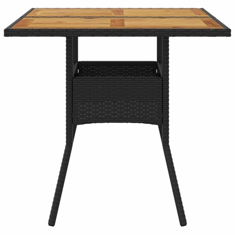 Tuintafel met acaciahouten blad 80x80x75 cm poly rattan zwart 8721012264458 5