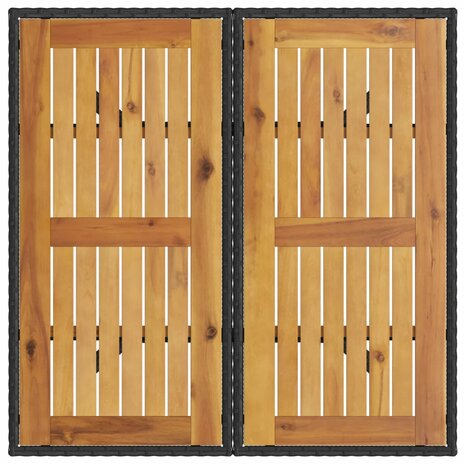 Tuintafel met acaciahouten blad 80x80x75 cm poly rattan zwart 8721012264458 7