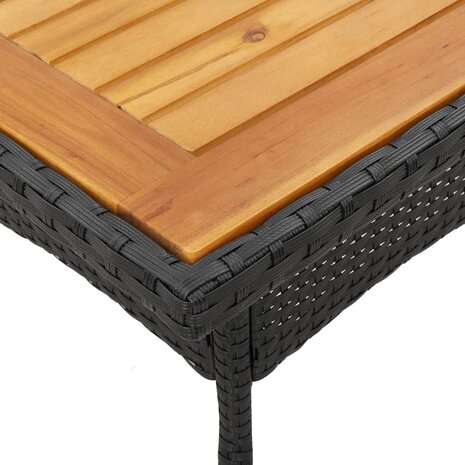 Tuintafel met acaciahouten blad 80x80x75 cm poly rattan zwart 8721012264458 8