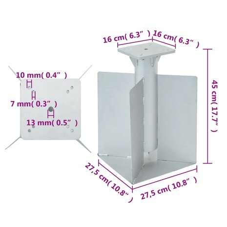 Parasolvoet voor in de grond 27,5x27,5x45 cm staal zilverkleur 8721012989443 6
