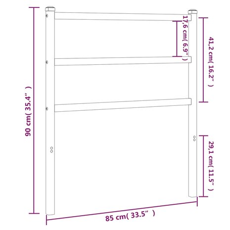 Hoofdbord 80 cm metaal zwart 8721012302891 5