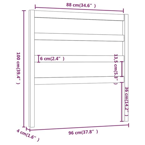 Hoofdbord 96x4x100 cm massief grenenhout 8720286946633 6