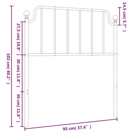 Hoofdbord 90 cm metaal zwart 8721012212244 6