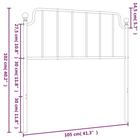 Hoofdbord 100 cm metaal wit 8721012212749 6