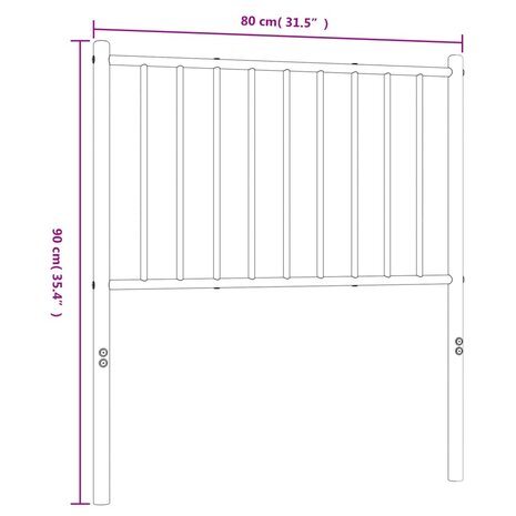 Hoofdbord metaal zwart 75 cm 8720845721329 7