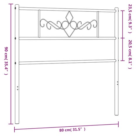 Hoofdbord 75 cm metaal zwart 8721012047501 7