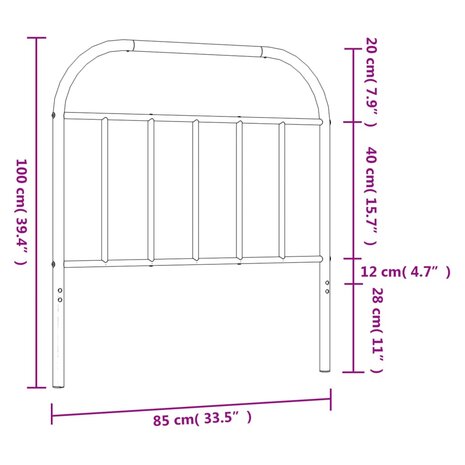 Hoofdbord metaal wit 80 cm 8720845884918 7