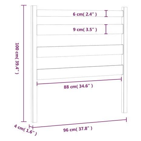 Hoofdbord 96x4x100 cm massief grenenhout 8720287002819 6