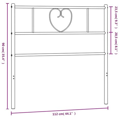 Hoofdbord 107 cm metaal zwart 8721012048522 7