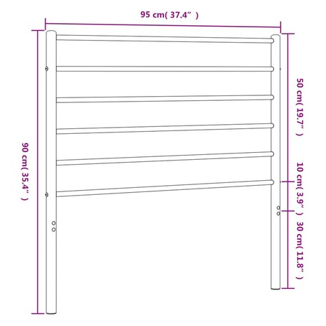 Hoofdbord metaal zwart 90 cm 8720845787837 7