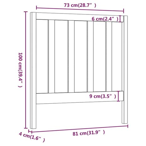 Hoofdbord 81x4x100 cm massief grenenhout honingbruin 8720286947111 6