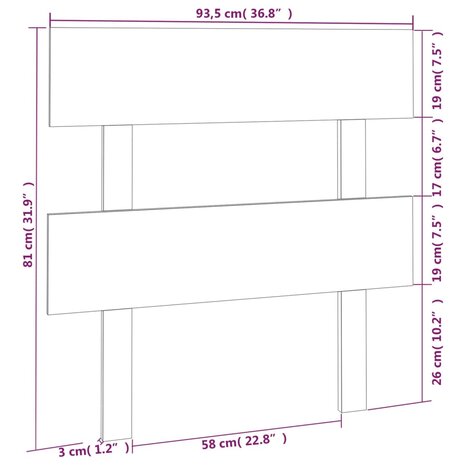 Hoofdbord 93,5x3x81 cm massief grenenhout 8720287009313 6