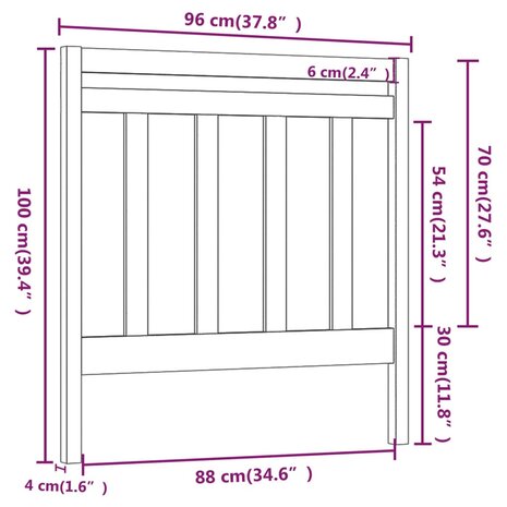 Hoofdbord 96x4x100 cm massief grenenhout 8720286948132 6