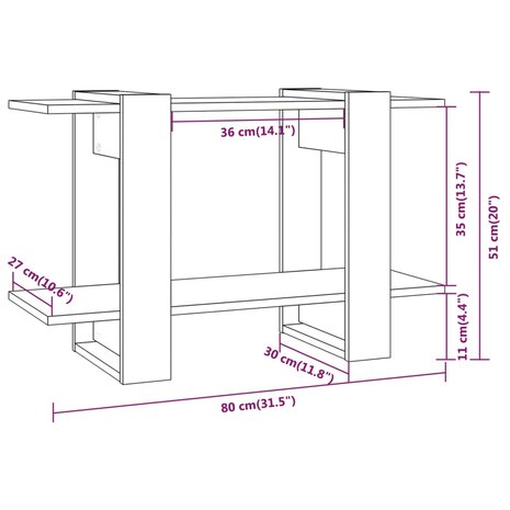 Boekenkast/kamerscherm 80x30x51 cm grijs sonoma eikenkleurig 8720286844137 7