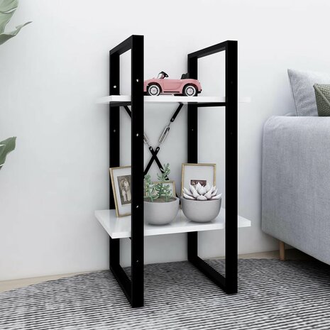 Boekenkast met 2 schappen 40x30x70 cm bewerkt hout wit 8720286566978 1