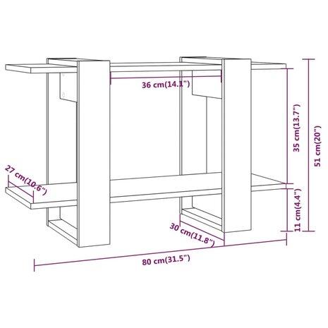 Boekenkast/kamerscherm 80x30x51 cm gerookt eikenkleurig 8720286844120 7