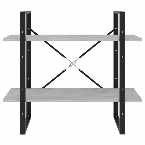 Boekenkast met 2 schappen 80x30x70 cm spaanplaat betongrijs 8720286567418 4