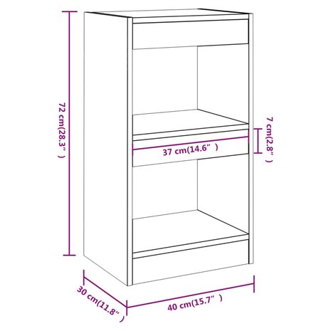 Boekenkast/kamerscherm 40x30x72 cm gerookt eikenkleurig 8720286844151 7
