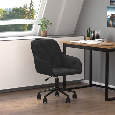 Kantoorstoel draaibaar fluweel zwart 8720287109815 1