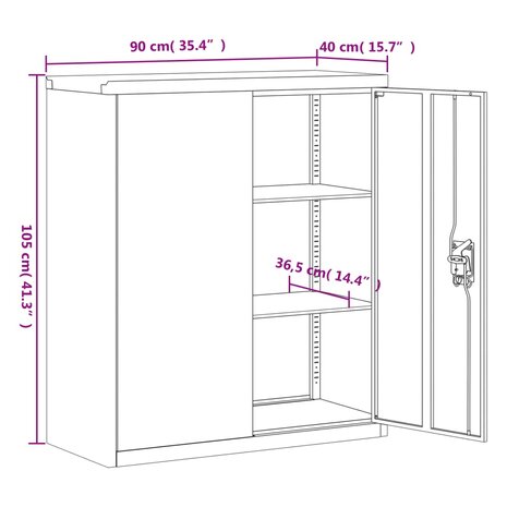 Archiefkast 90x40x105 cm staal antracietkleurig 8720845889616 10