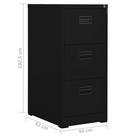 Archiefkast 46x62x102,5 cm staal zwart 8720286565889 11