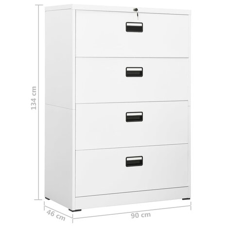 Archiefkast 90x46x134 cm staal wit 8720286566060 12
