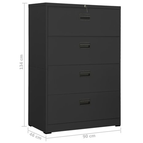 Archiefkast 90x46x134 cm staal antracietkleurig 8720286566091 12