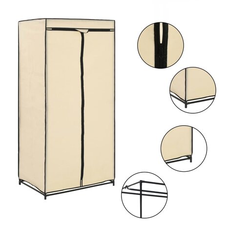 Kledingkast 75x50x160 cm crème 8719883564838 1