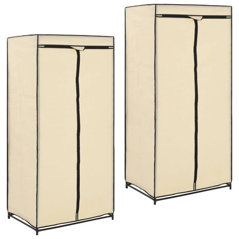 Kledingkasten 2 st 75x50x160 cm crème 8719883564876 1