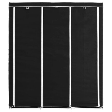 Kledingkast met vakken en stangen 150x45x175 cm stof zwart 8719883564975 3
